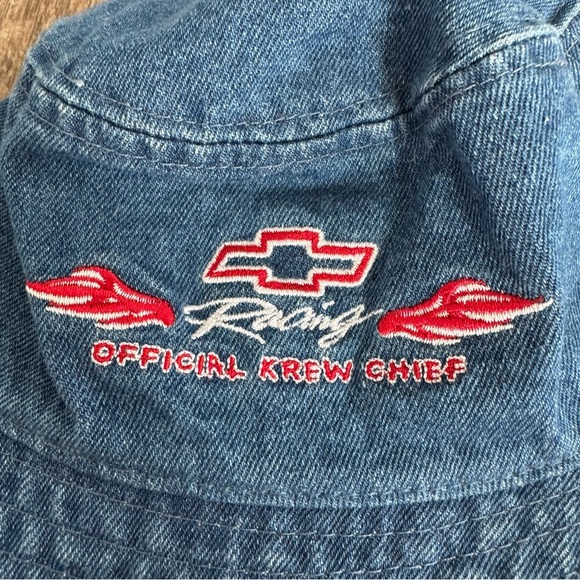 NWT! NASCAR Chevrolet Racing Denim Bucket Hat with Red Trim - Picture 6 of 7